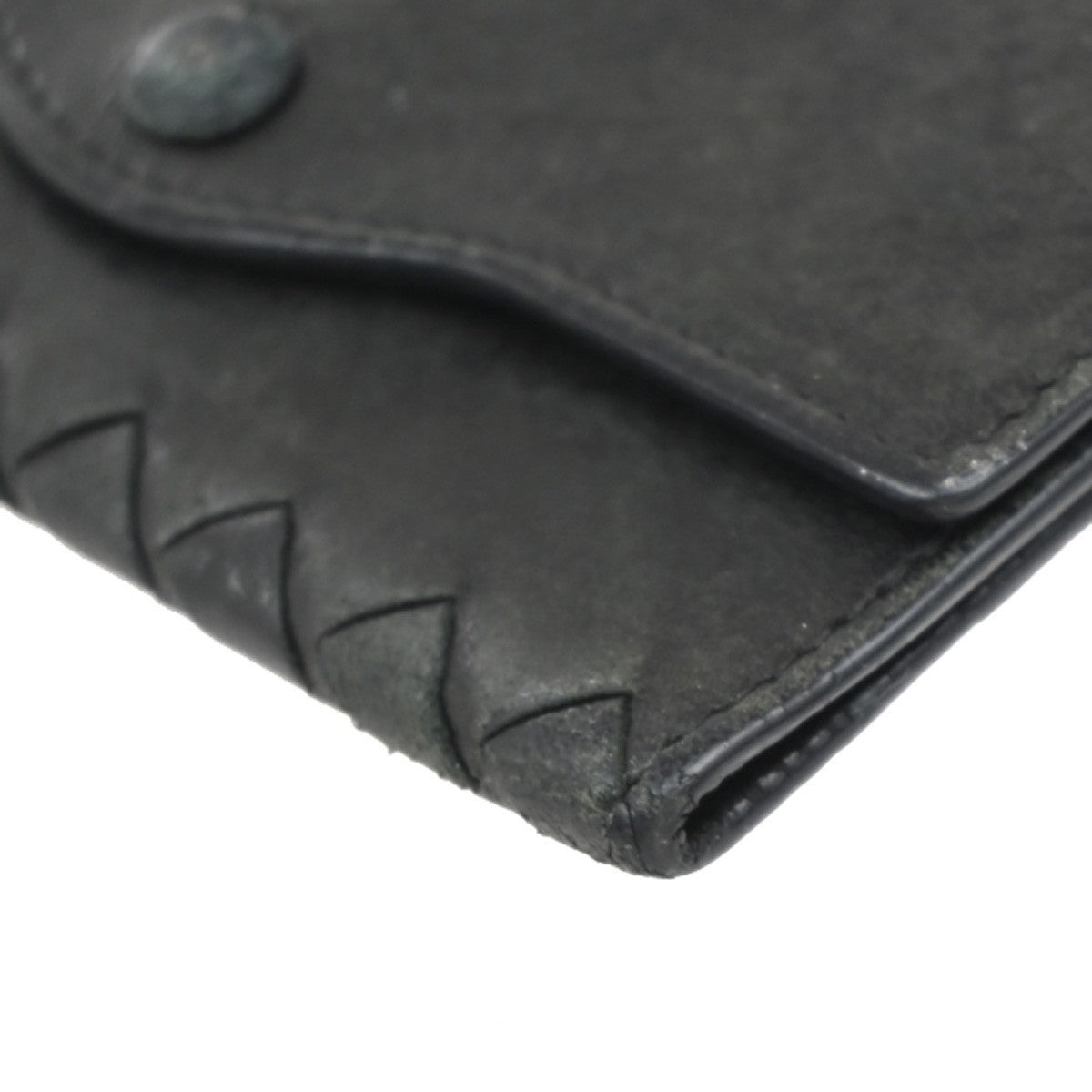BOTTEGA VENETA Intrecciato 3 Set Zipper Wallet Key Case Leather Black 33KP186
