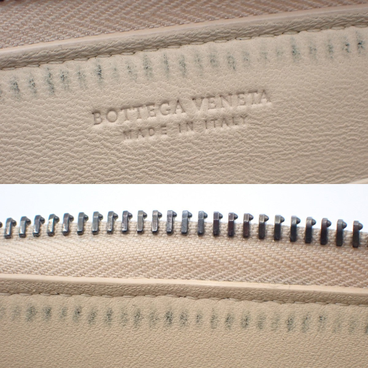 BOTTEGA VENETA Intrecciato Zip Around Long Wallet Embossing Leather Whit 63AA183