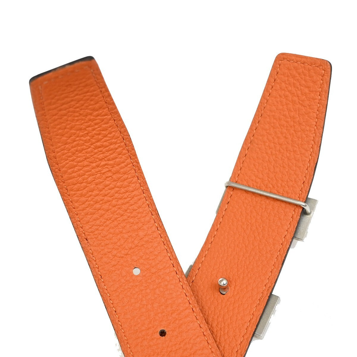 HERMES Constance Reversible Buckle Belt Size 100 Leather Brown Orange 89RF273