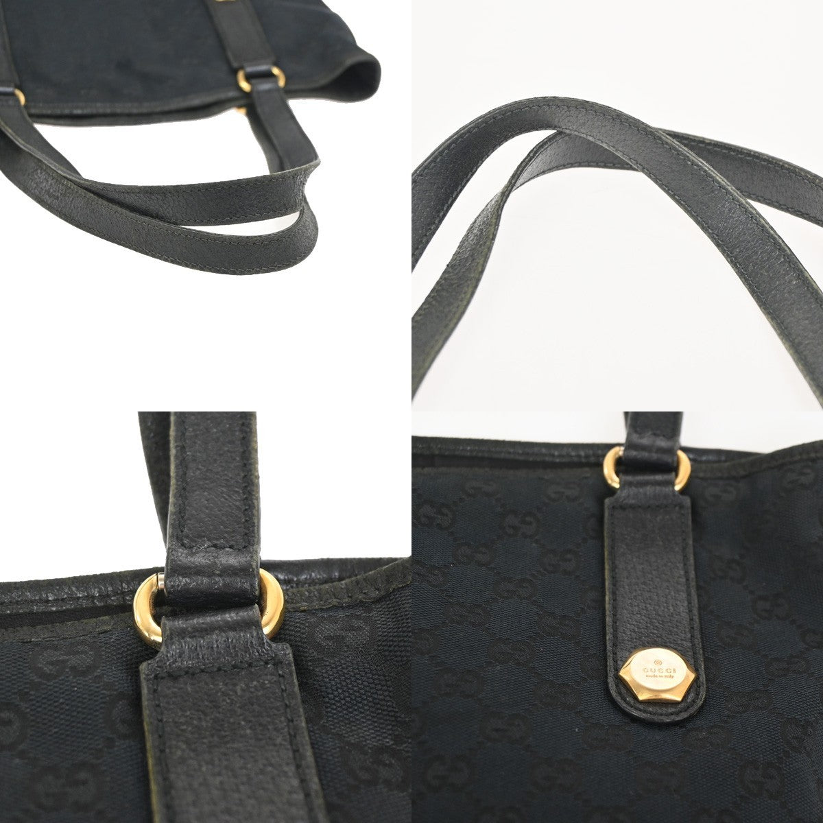 GUCCI GG Pattern Shoulder Tote Handbag Bag Canvas Leather BK GHW Italy 04KC919