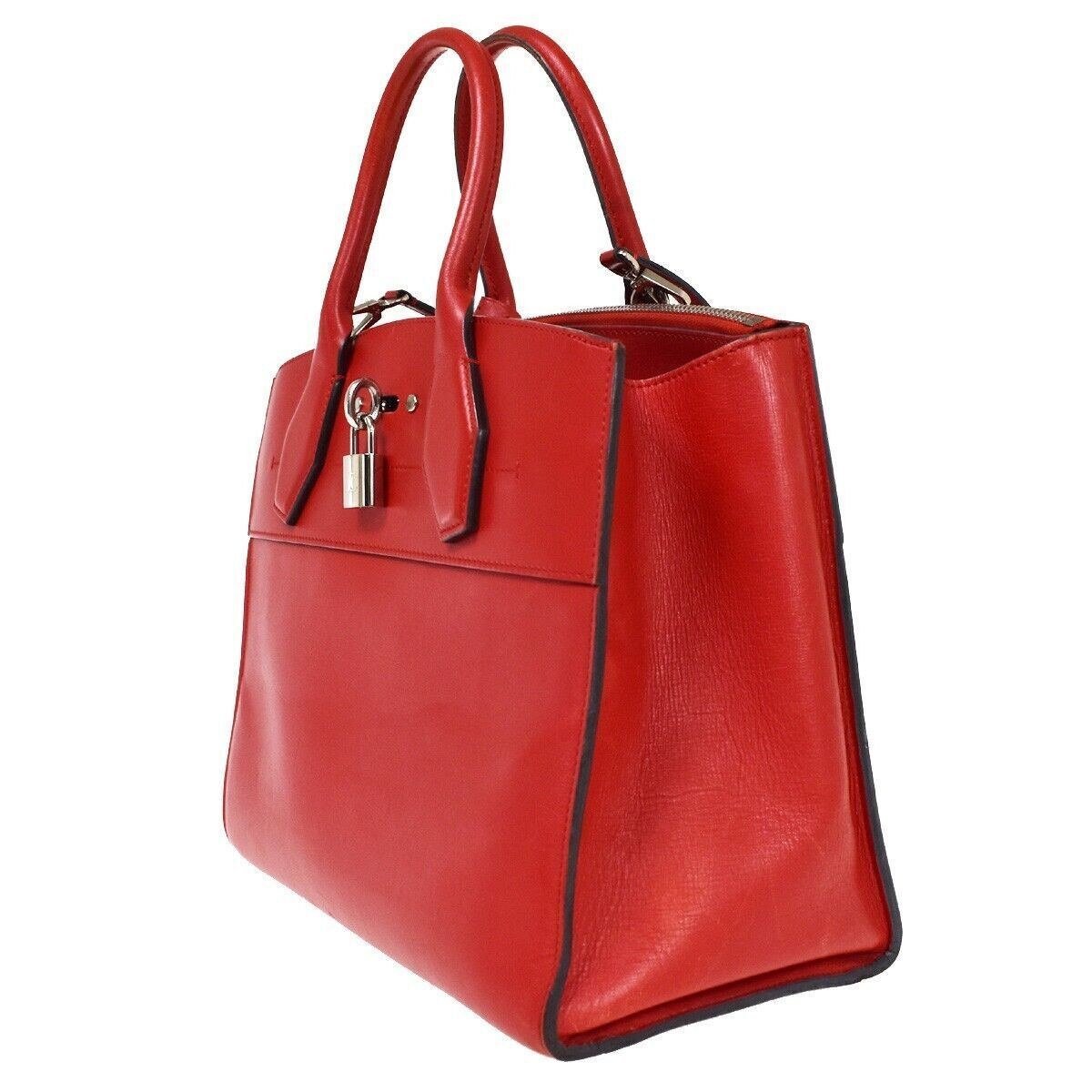 LOUIS VUITTON City Steamer MM 2Way Shoulder Hand Bag Calf Leather Red 686RH107