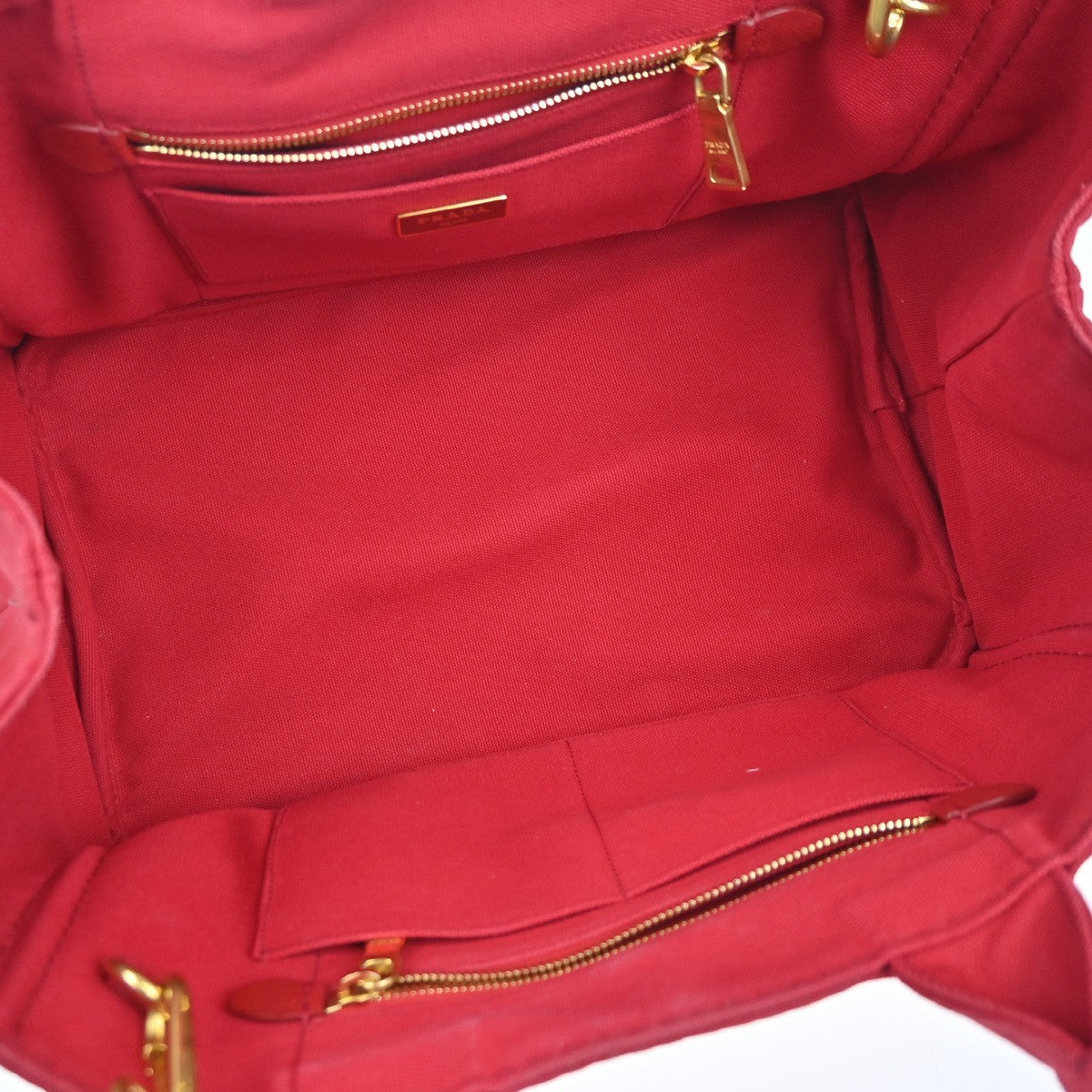 PRADA Logo Canapa 2Way Shoulder Hand Bag Canvas Leather Red GHW 79YH925