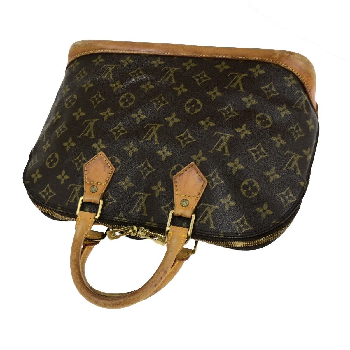LOUIS VUITTON LV Logo Alma Hand Bag Monogram Leather Brown U.S.A. M51130 69SJ593