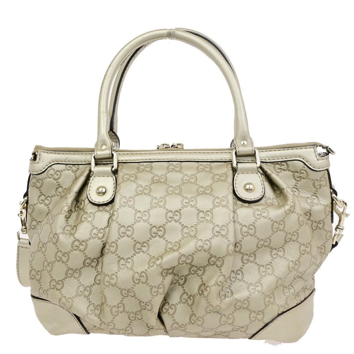 GUCCI GG Logo Sukey Shoulder Hand Bag Canvas Leather Gold GHW Italy 12CB048