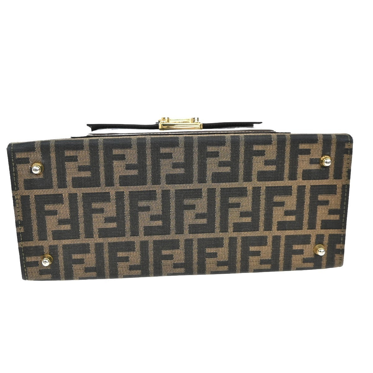 FENDI Zucca Pattern 2Way Shoulder Hand Bag Canvas Leather Brown GHW 97TA505