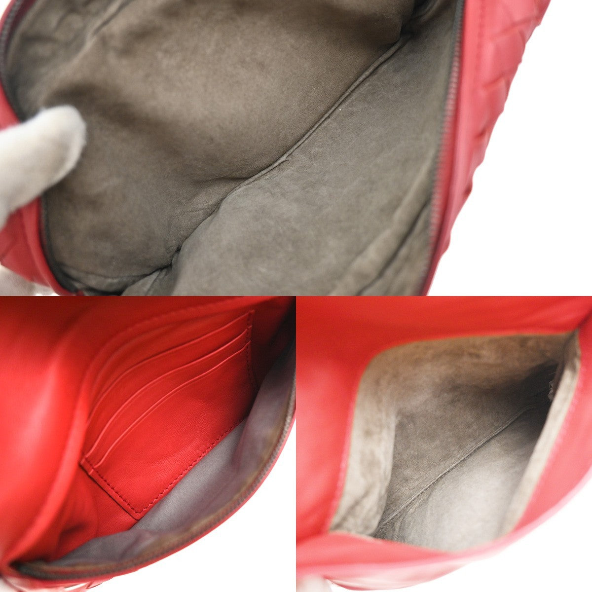 BOTTEGA VENETA Intrecciato Mini Chain Wallet Shoulder Bag Leather Red 11RF996