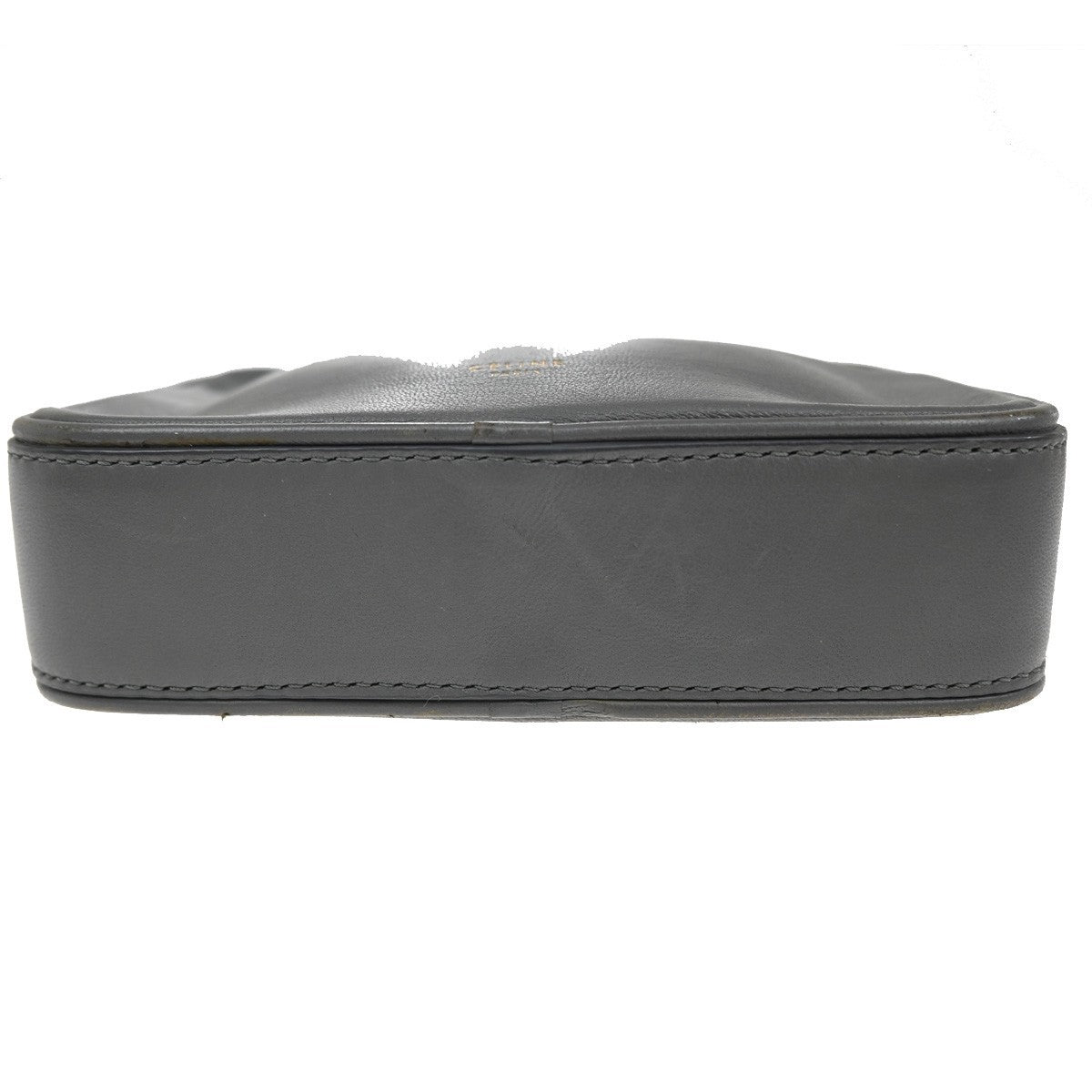 CELINE Logo Mini Pouch Bag Leather Gray GHW France 67TA391