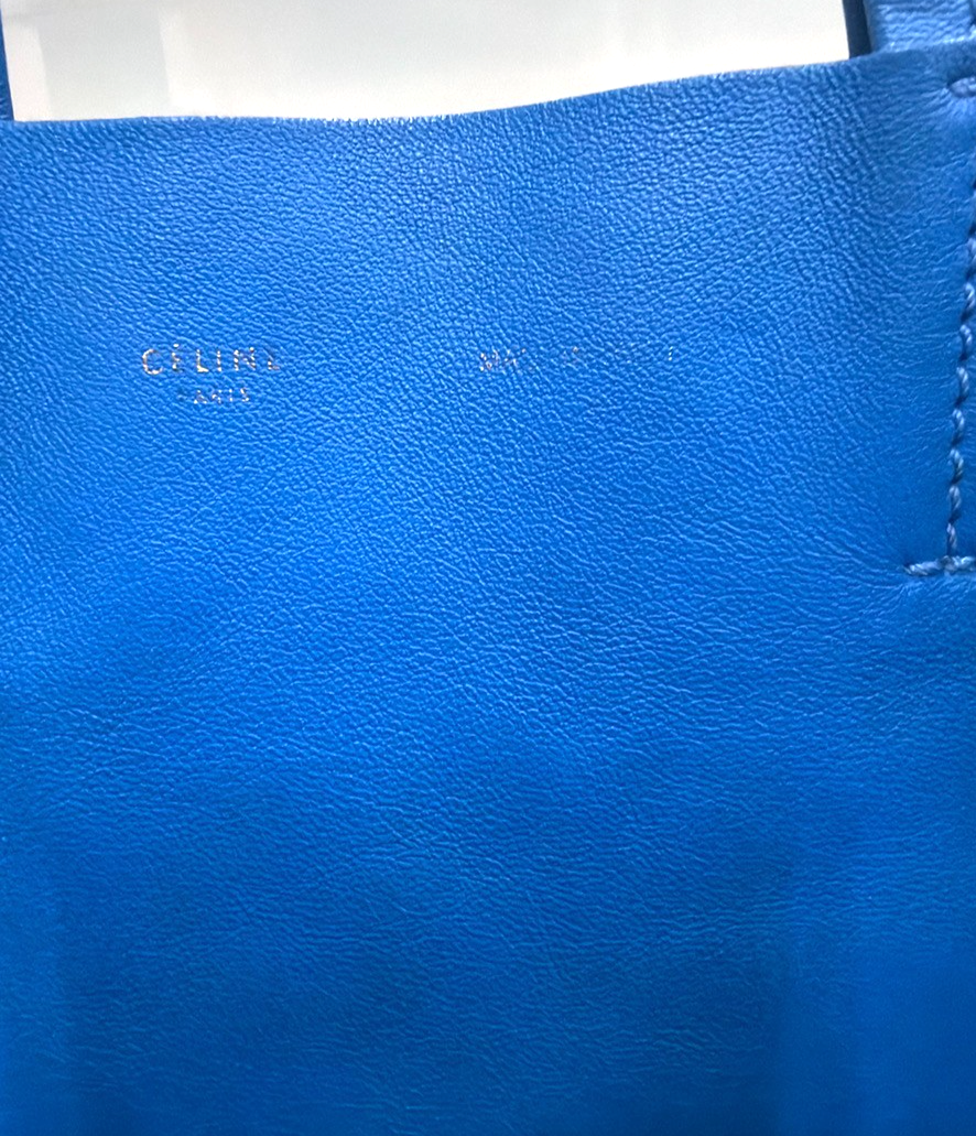 CELINE Horizontal Cabas Hand Tote Bag Bicolor Leather Blue Beige 38YJ129