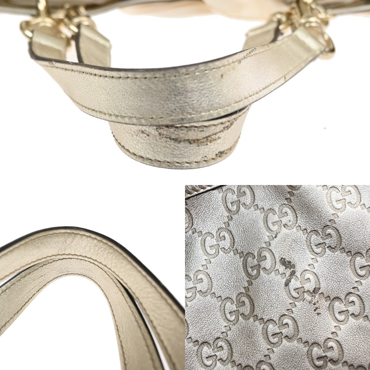 GUCCI Logo GG Pattern Positano Scarf Shoulder Bag Leather Gole GHW Italy 79YJ136