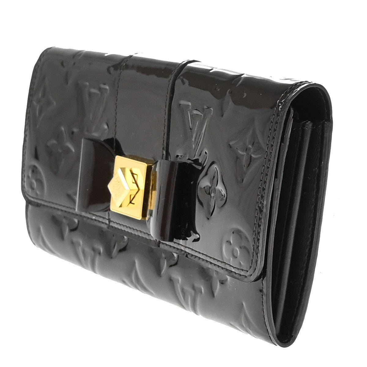 LOUIS VUITTON Bow Long Wallet Monogram Vernis Leather Purple M91498 69KP153