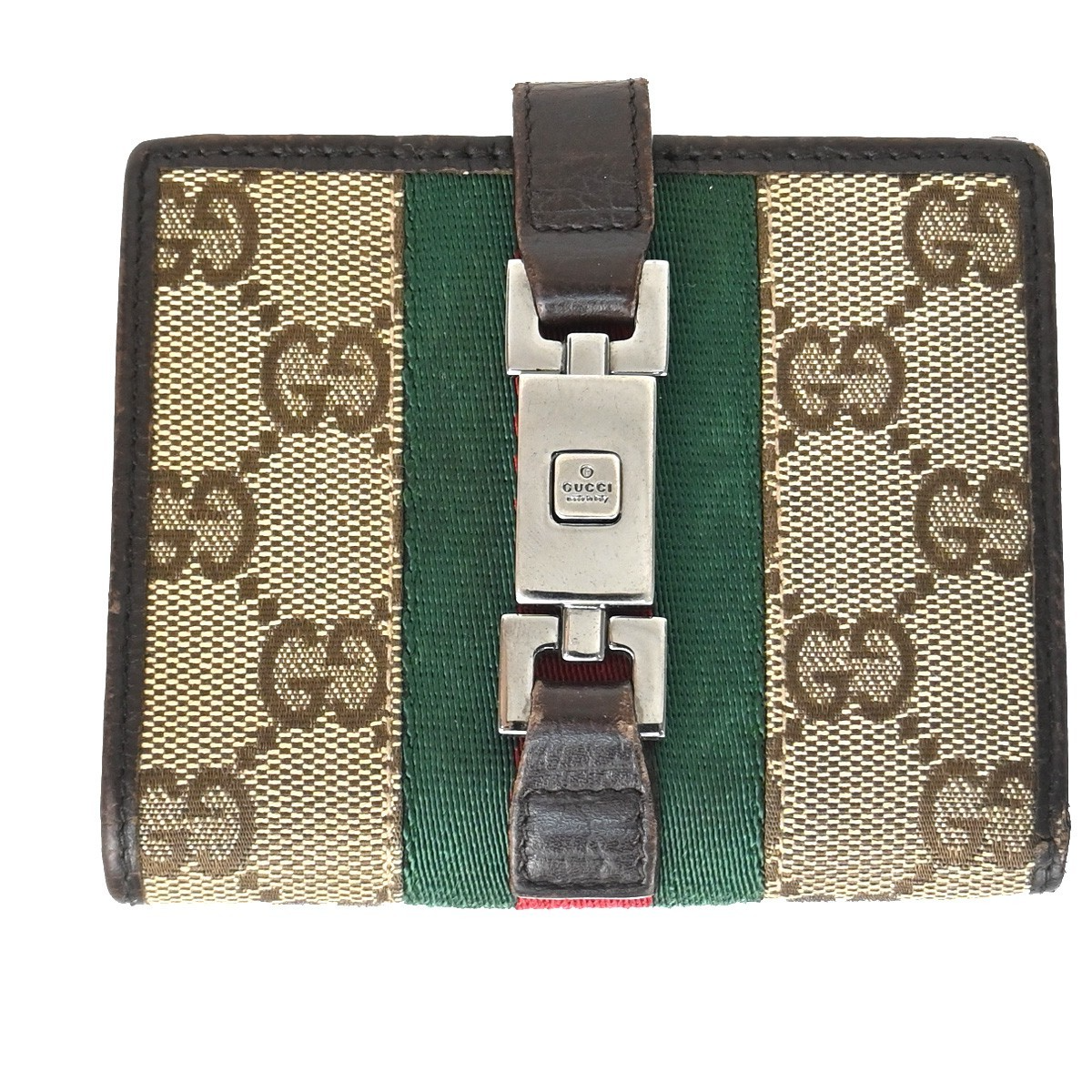 GUCCI Jackie GG Pattern Sherry Line Bifold Wallet Canvas Leather BE BN 07KC936
