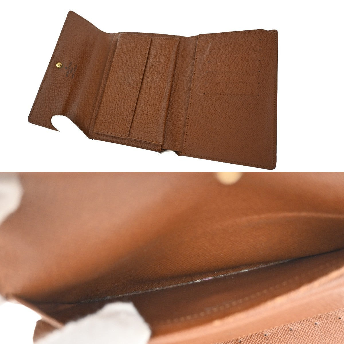 LOUIS VUITTON 3 Set Bifold Trifold Wallet Purse Monogram Leather Brown 04KB648