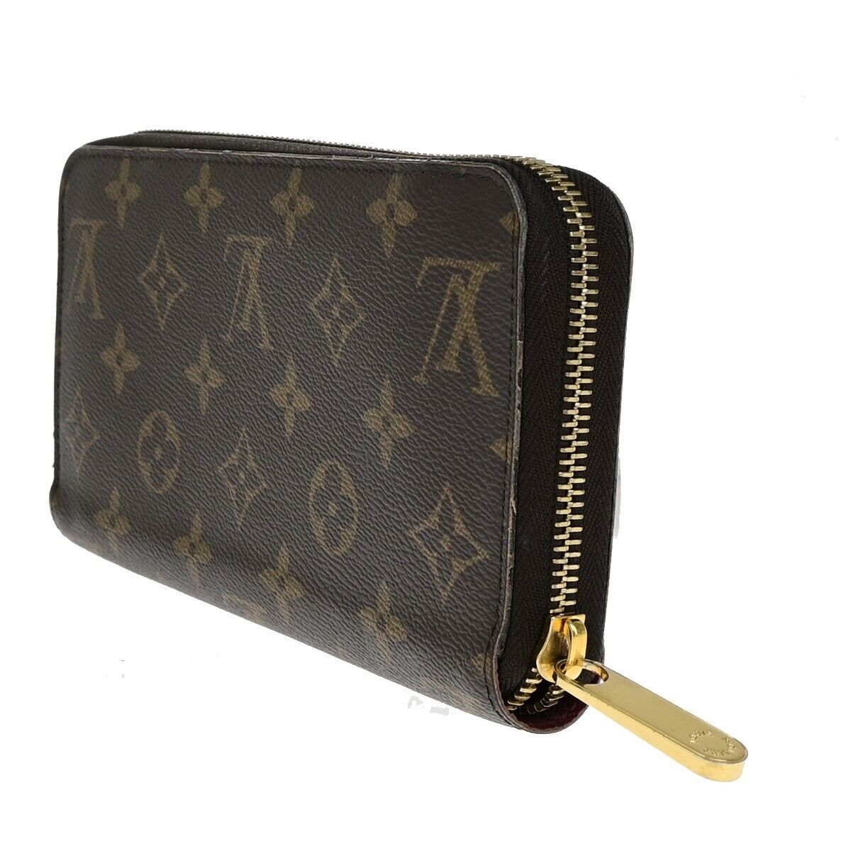 LOUIS VUITTON Zippy Long Wallet Monogram Leather Brown Fuchsia M41895 10EB840