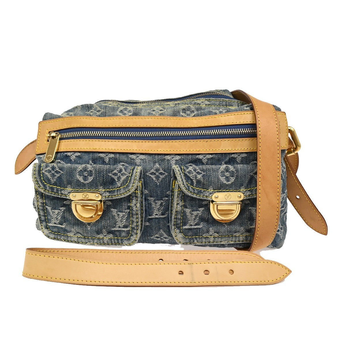 LOUIS VUITTON Buggy PM Shoulder Bag Monogram Denim Leather Blue M95049 49KB529