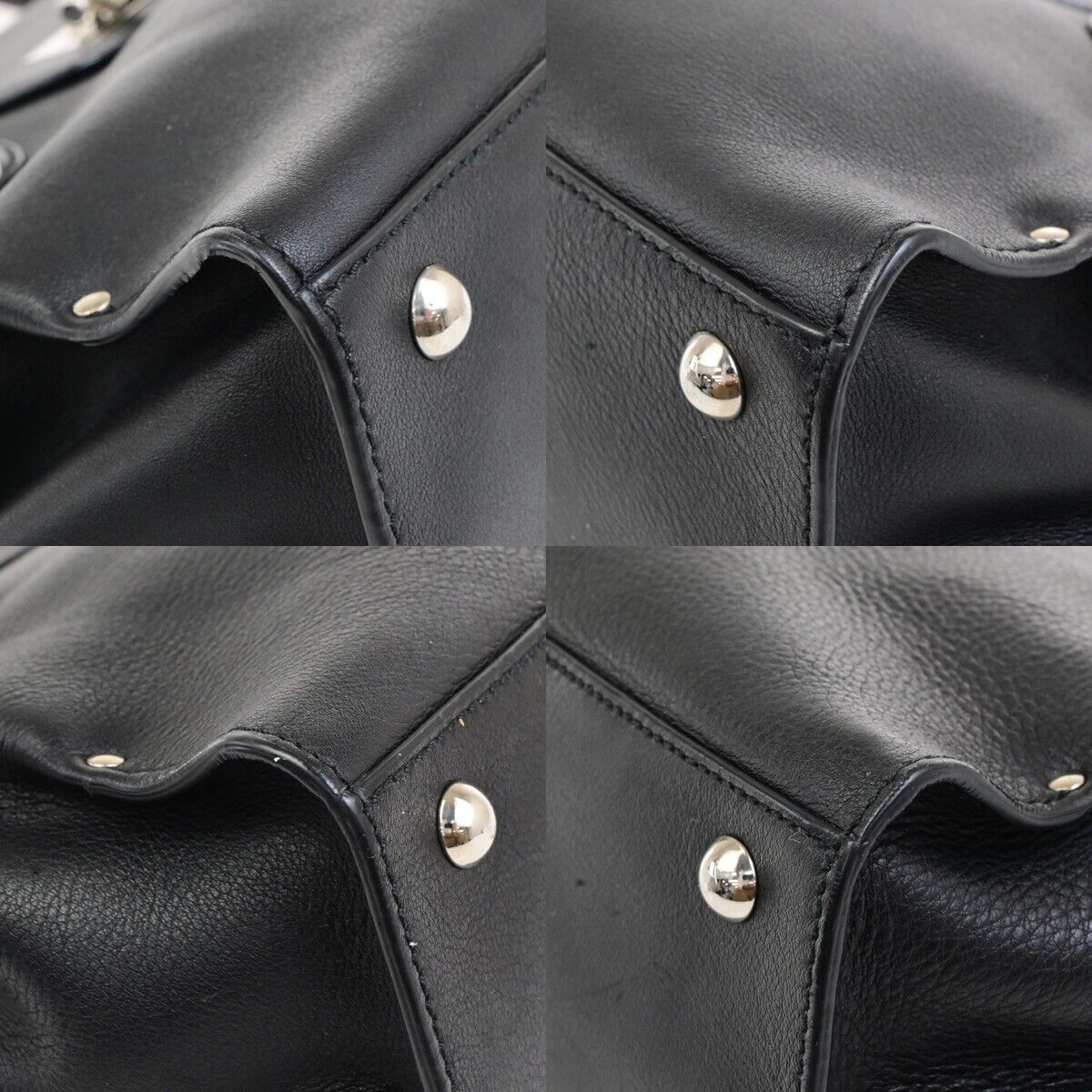 SALVATORE FERRAGAMO Logo Gancini Shoulder Bag Leather Black SHW Italy 31KA536