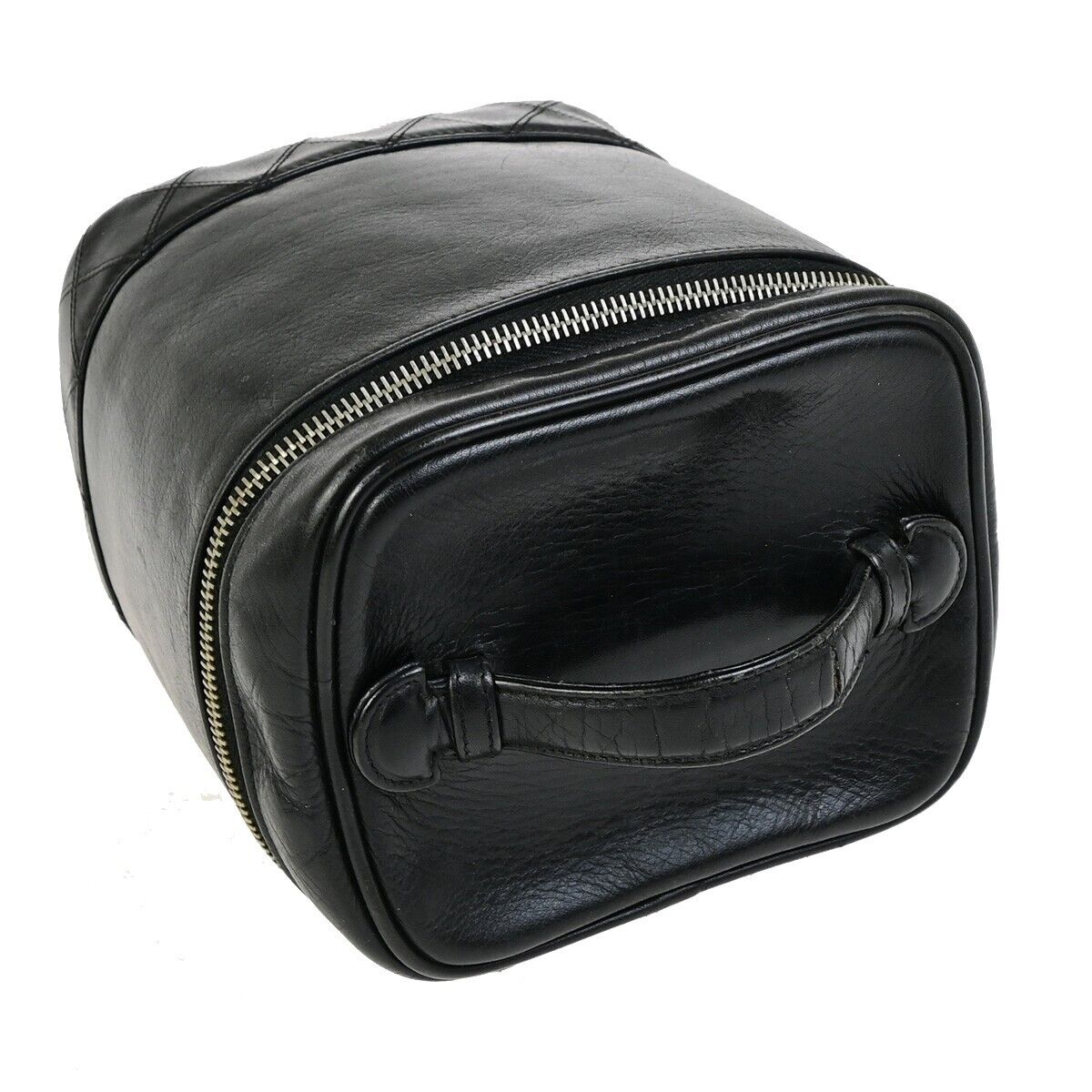 CHANEL CC Bicolore Vanity Cosmetic Hand Bag Leather Black GHW Italy 85FB314