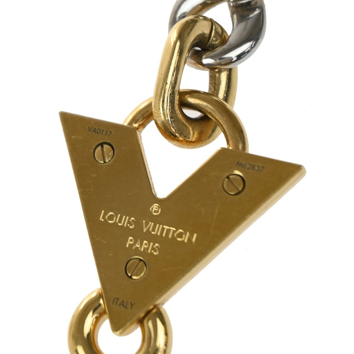 LOUIS VUITTON Logo Chain Long Necklace Gold Silver Italy M62837 87KP110