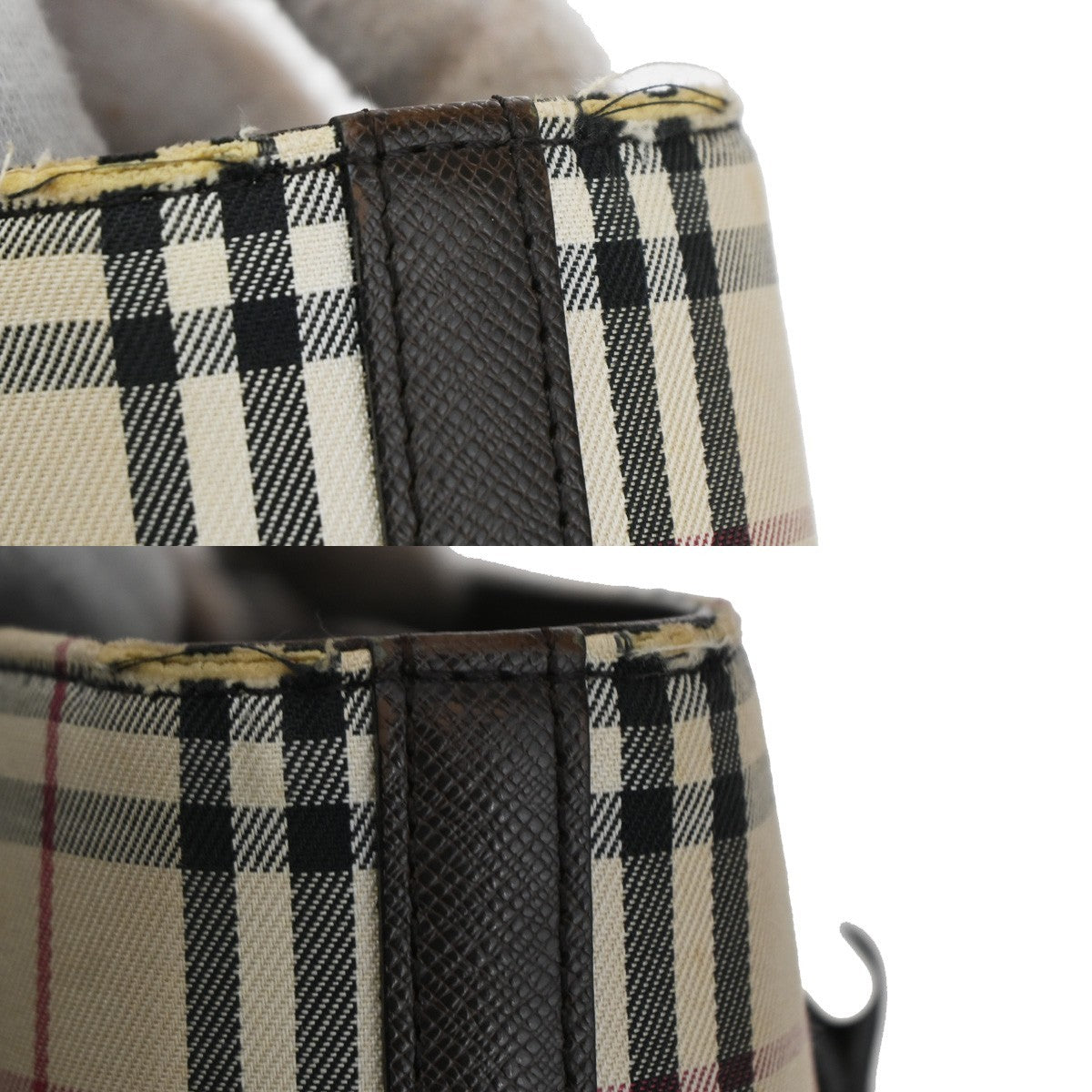 BURBERRY Logo Nova Check Shoulder Tote Bag Canvas Leather Beige Brown 65TA197