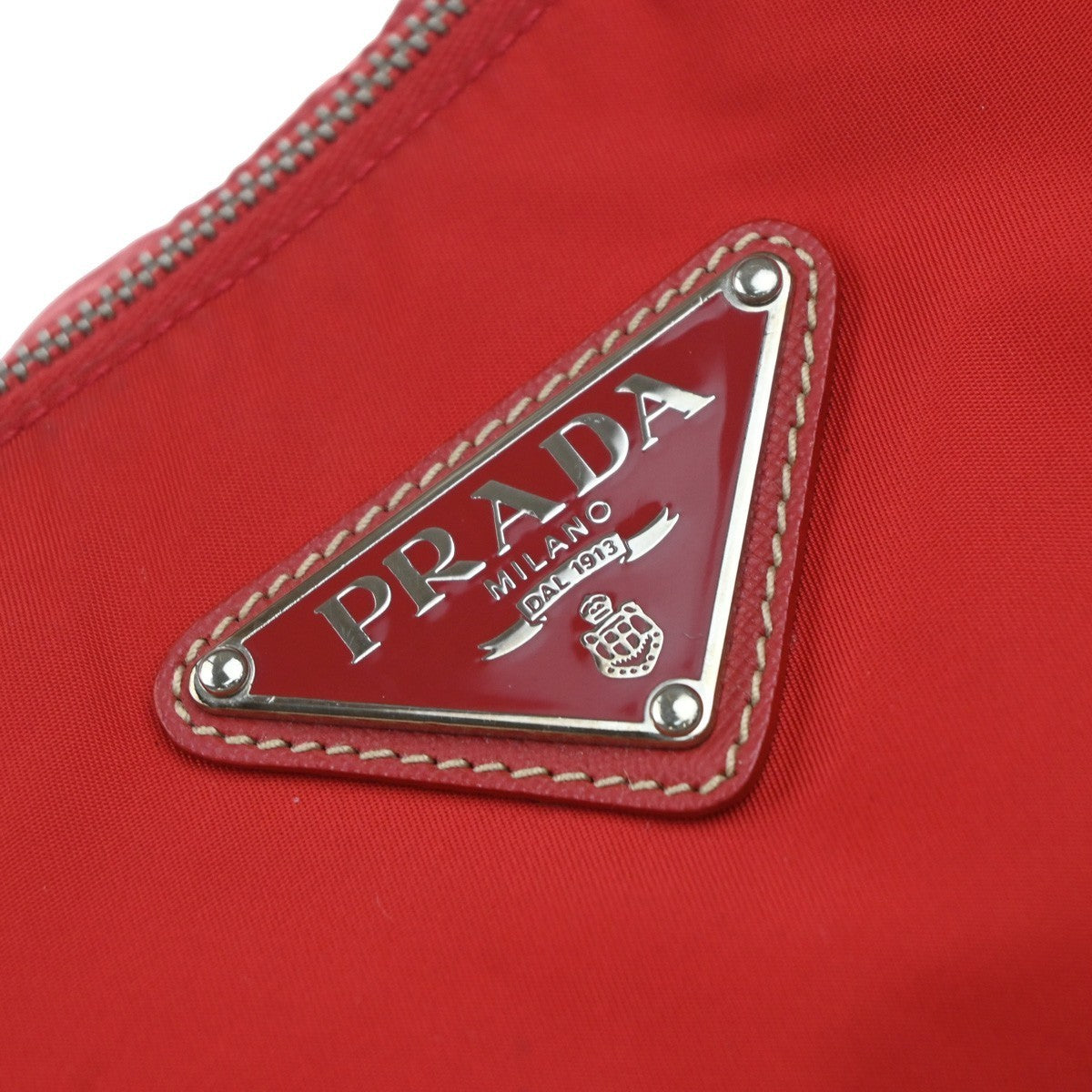 PRADA MILANO Logo Tessuto Hobo Shoulder Hand Bag Nylon Leather Red 70EG354