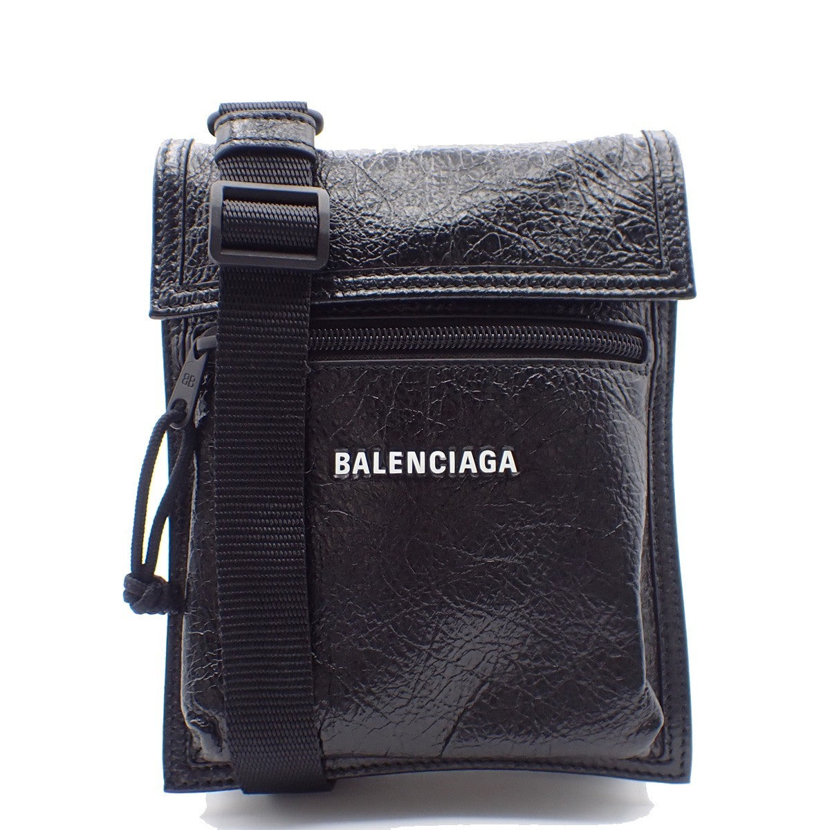 BALENCIAGA Logo EXPLORER Mini Shoulder Bag Leather Black Italy 82AA008
