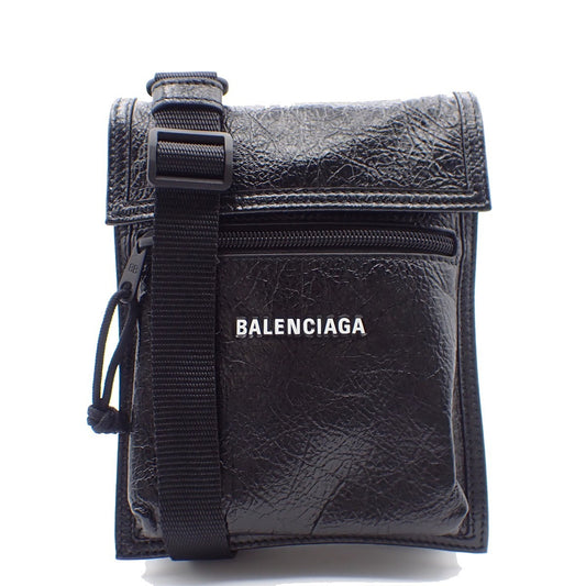 BALENCIAGA Logo EXPLORER Mini Shoulder Bag Leather Black Italy 82AA008