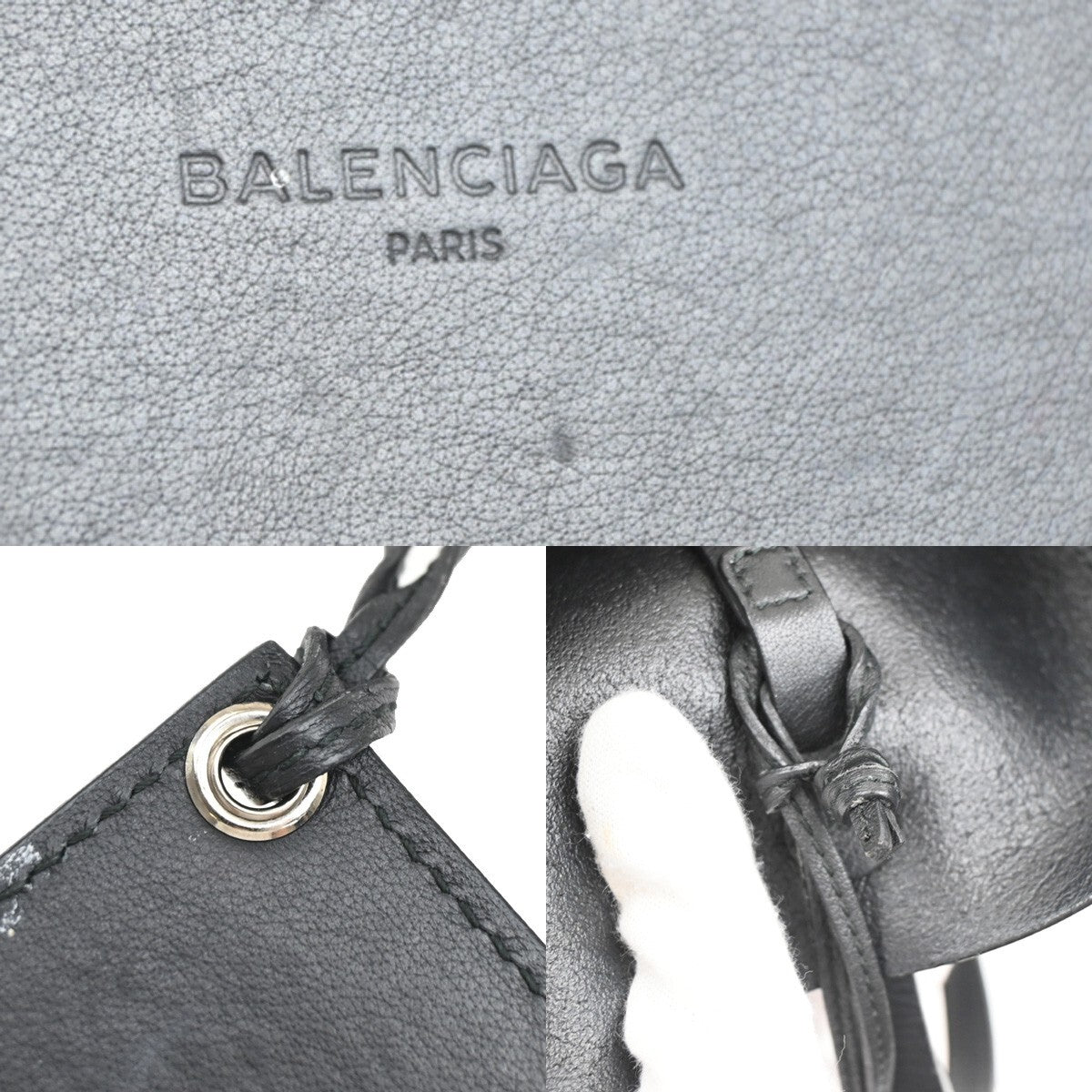 BALENCIAGA Logo Everyday Tote XS Shoulder Hand Bag Leather Black 83EF081