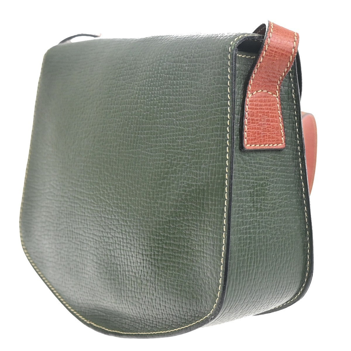 LOEWE Logo Barcelona Bicolor Shoulder Bag Leather Green Brown Italy 87KC777