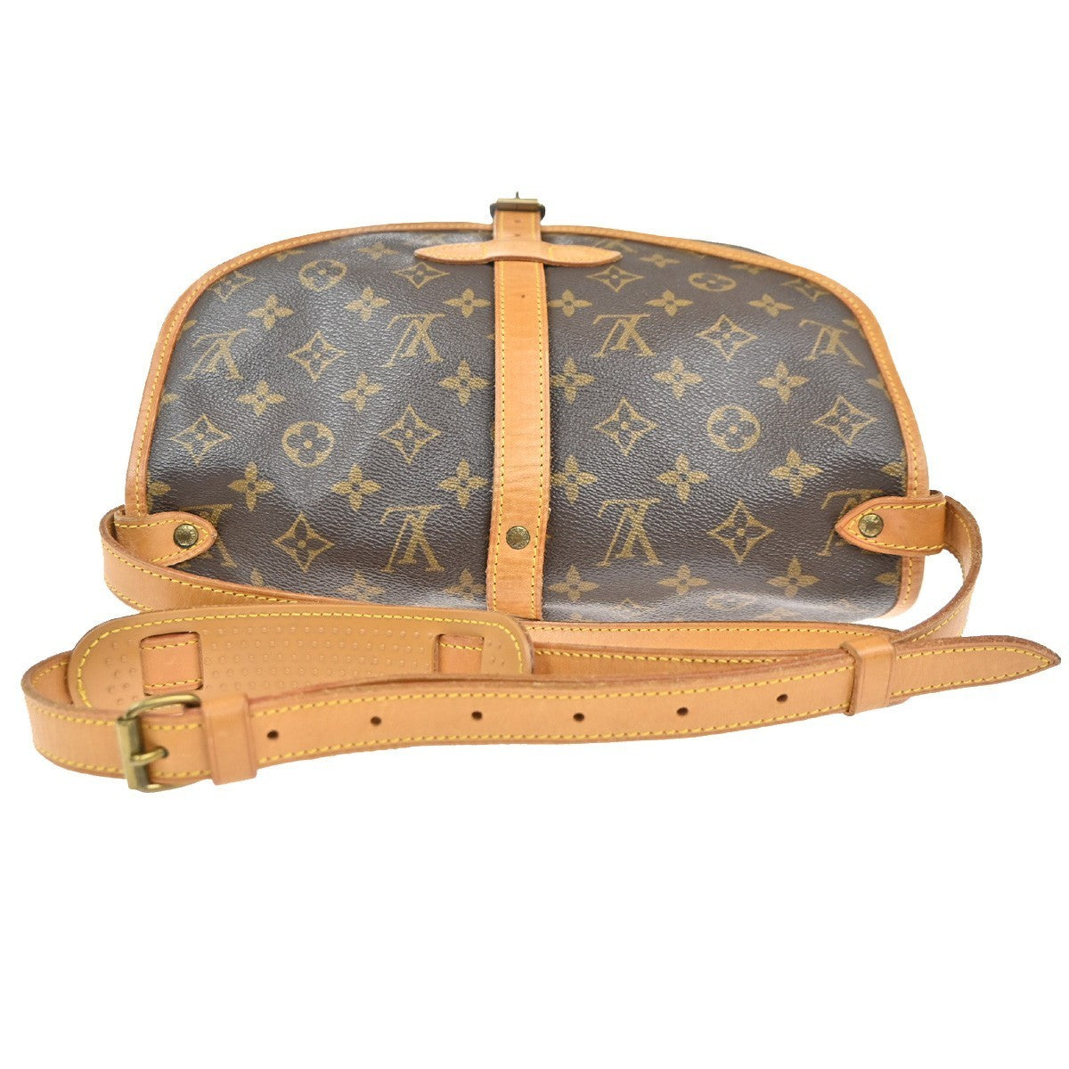 LOUIS VUITTON Logo Saumur 30 Shoulder Bag Monogram Leather Brown M42256 90MA320