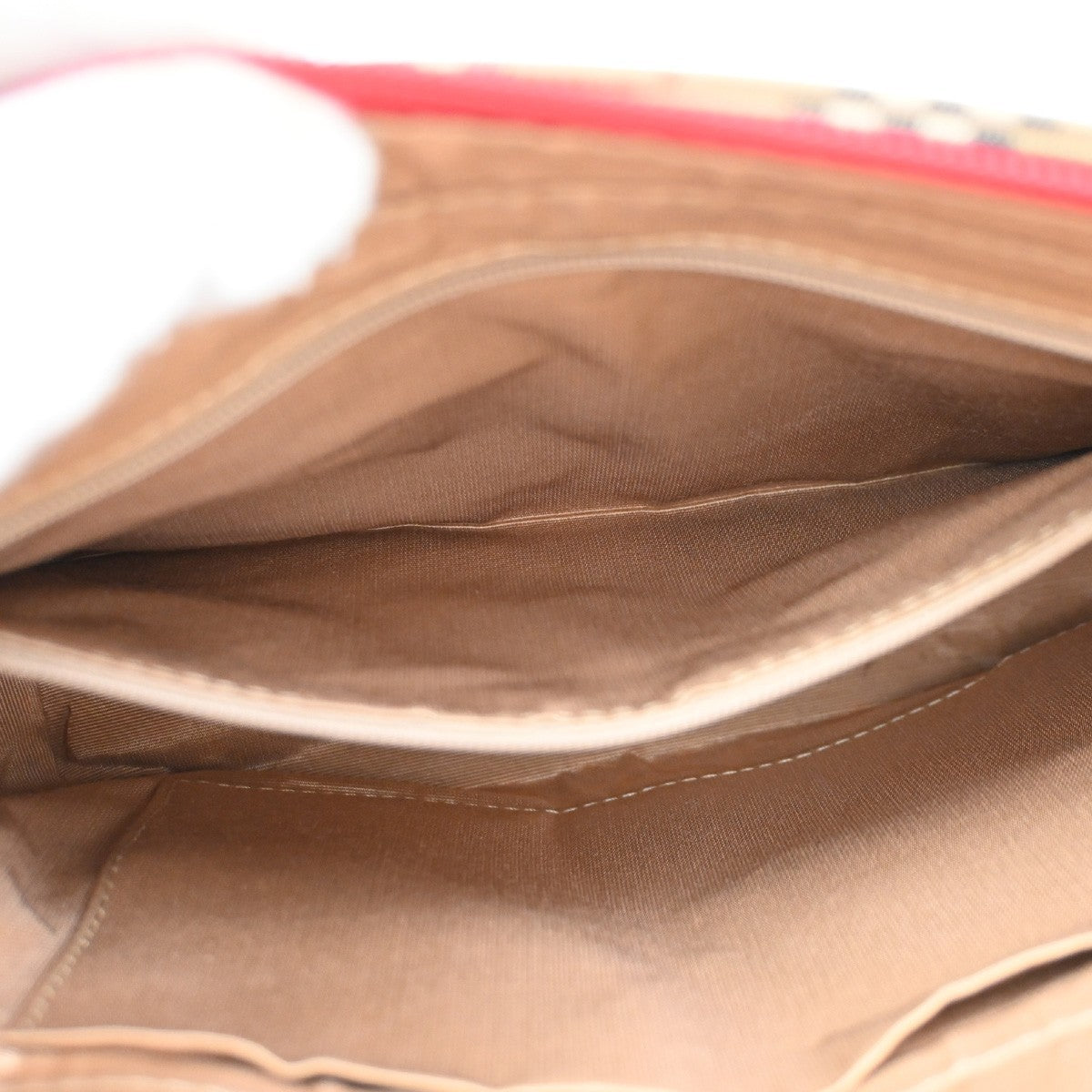 Burberrys Logo Nova Check Tote Handbag Canvas Leather Red Brown GHW  62DA319