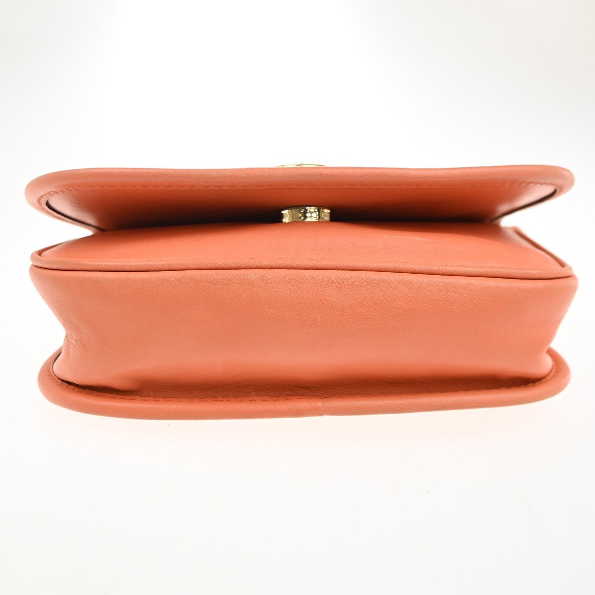 CELINE Logo Flap Crossbody Shoulder Bag Leather Orange GHW Italy 32KC449