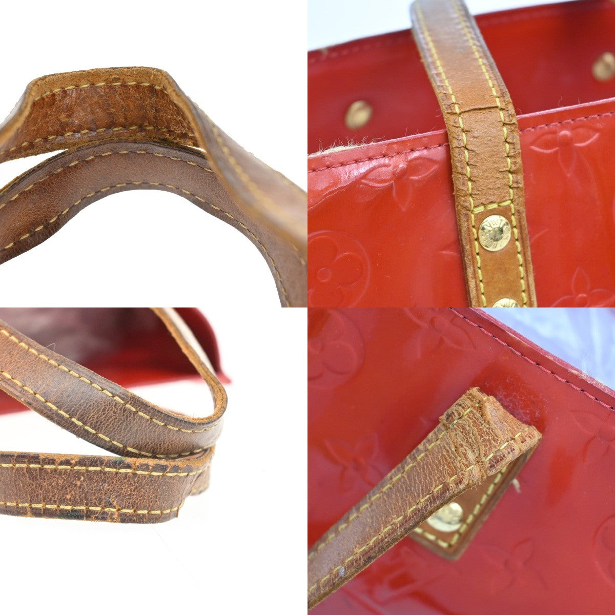 LOUIS VUITTON Read PM Hand Bag Monogram Vernis Patent Leather Red M91088 02AA066