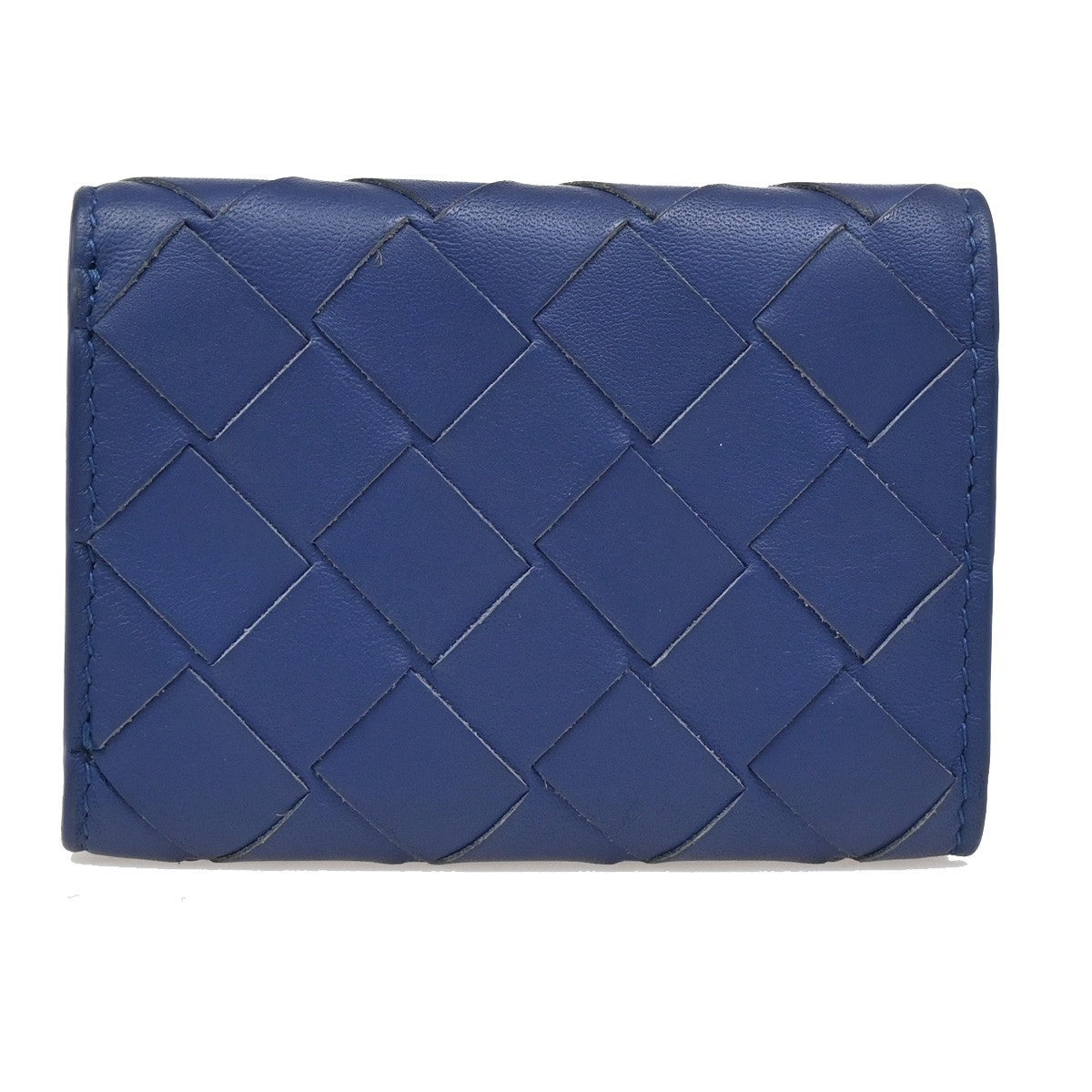BOTTEGA VENETA INTRECCIATO Trifold Compact Wallet Leather Blue Italy 35KA812