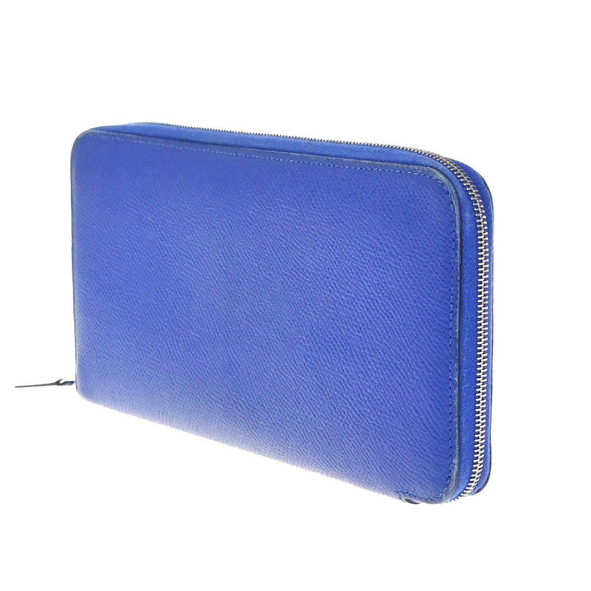 HERMES Azap Classique Long Zipper Wallet Silk In Epsom Leather Blue SHW 36RP162