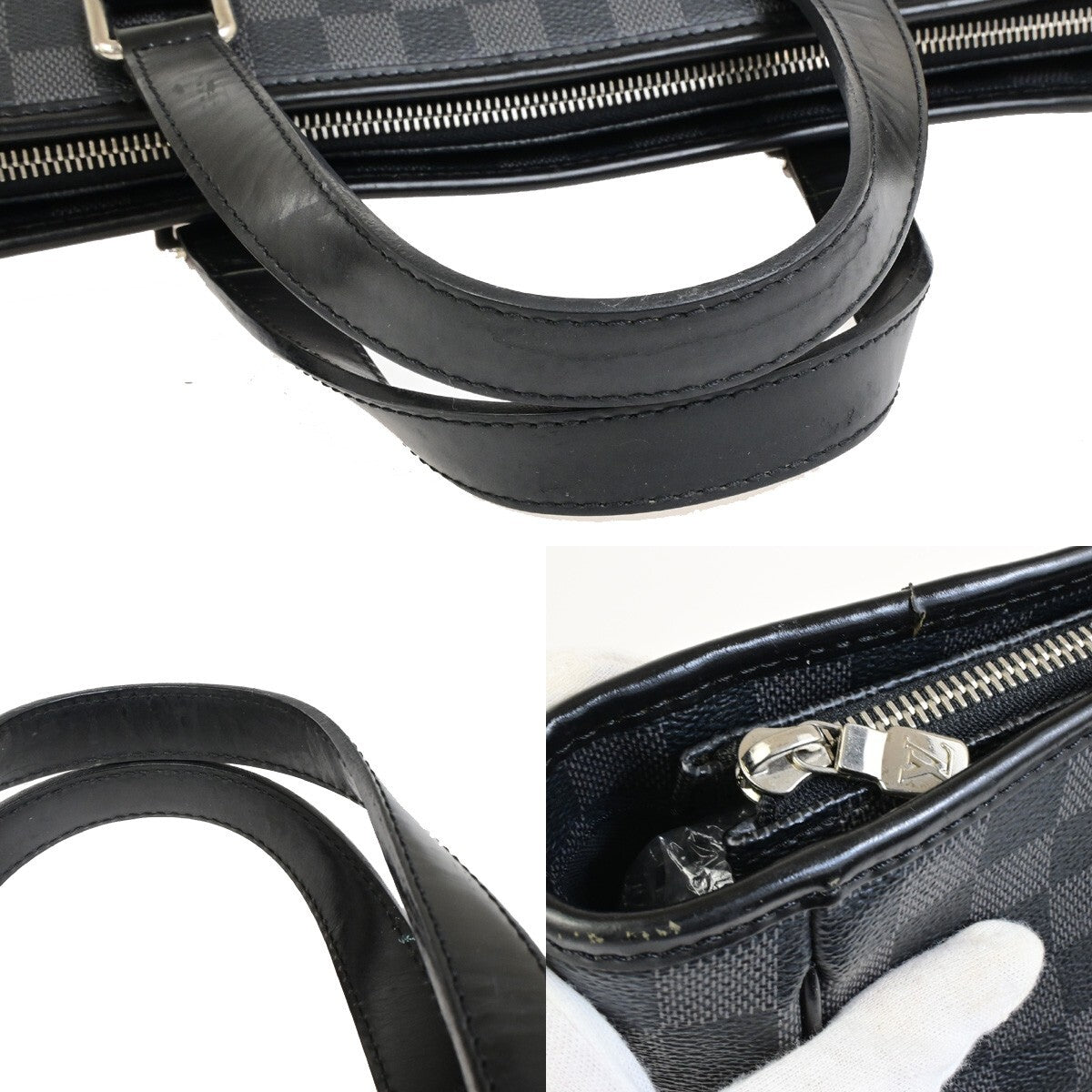 LOUIS VUITTON Tadao Shoulder Hand Bag Damier Graphite Leather BK N51192 18KB519