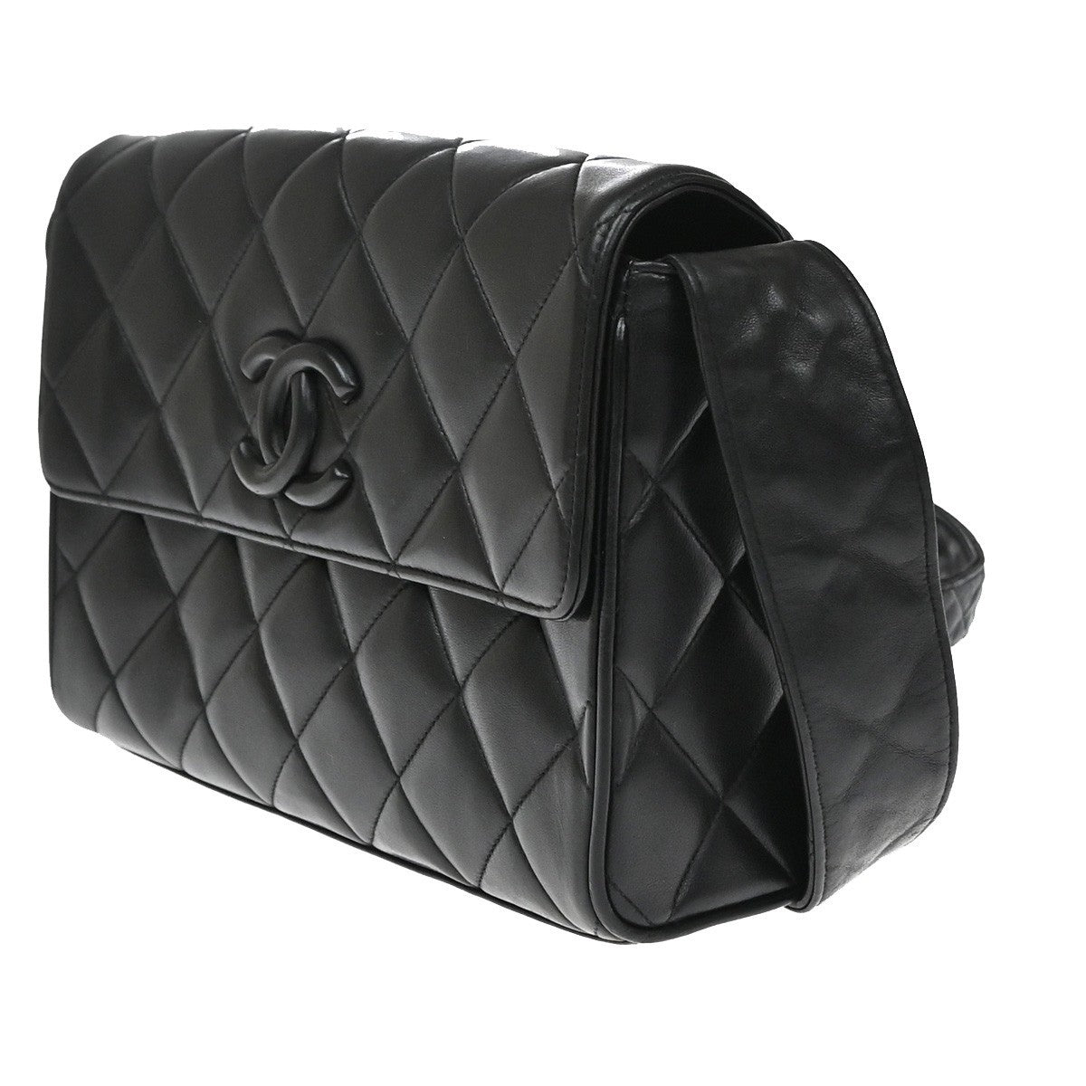 CHANEL CC Matelasse 25 Shoulder Bag Leather Black Vintage 359RP170