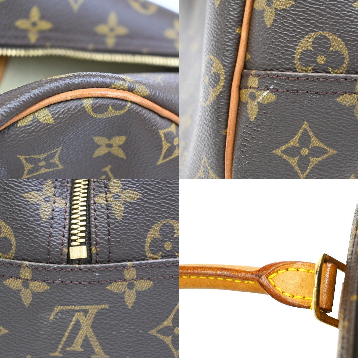 LOUIS VUITTON LV Logo Deauville Hand Bag Monogram Leather Brown M47270 73YH316