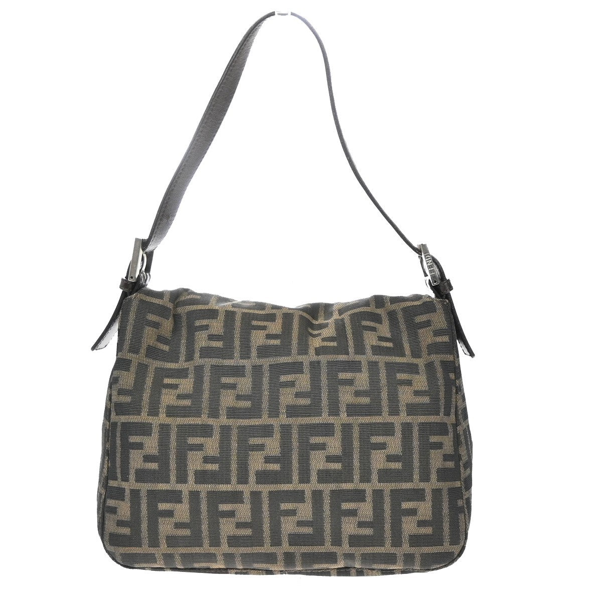FENDI Logo Zucca Pattern Shoulder Bag Canvas Leather Brown SHW Italy 18YH756