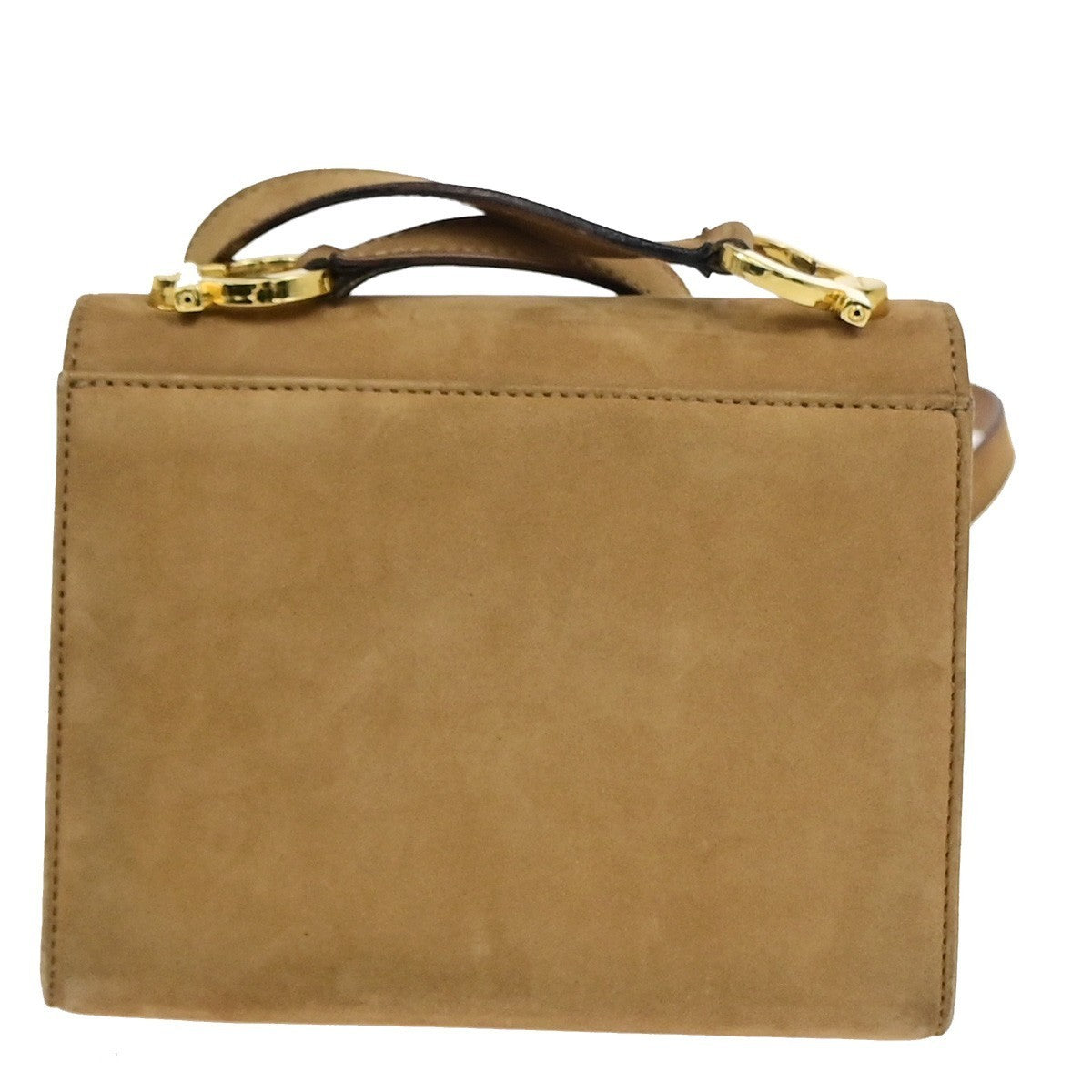 SALVATORE FERRAGAMO Logo Gancini Mini Shoulder Bag Suede Leather Beige 36KD112