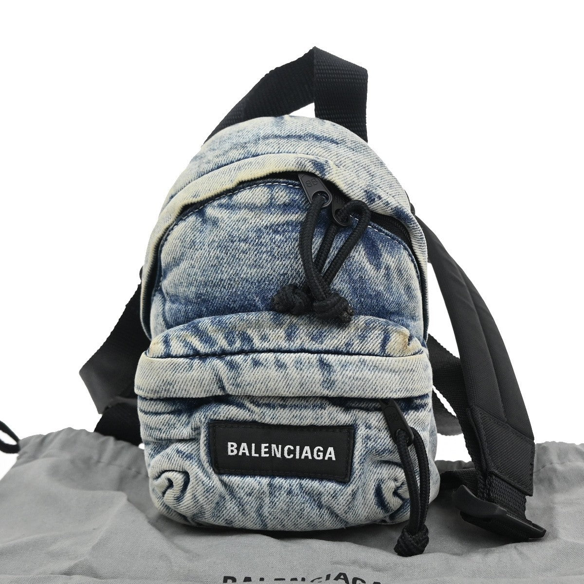 BALENCIAGA Logo Explorer 2Way Mini Shoulder Bag Canvas Denim Blue 38FC150
