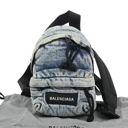 BALENCIAGA Logo Explorer 2Way Mini Shoulder Bag Canvas Denim Blue 38FC150
