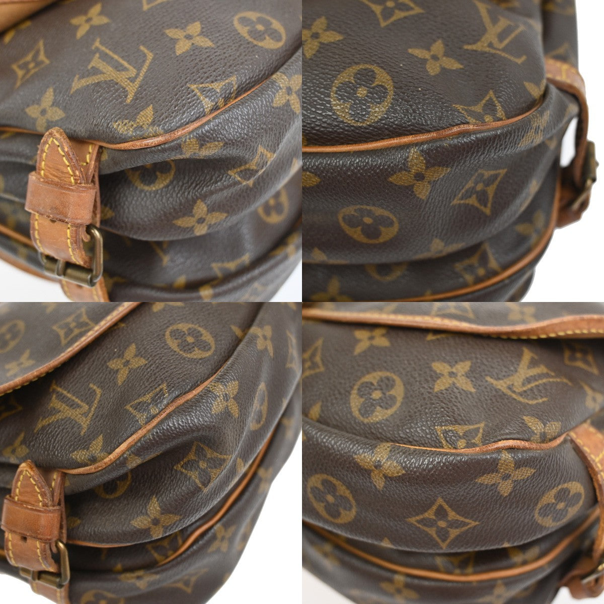 LOUIS VUITTON Logo Saumur 30 Shoulder Bag Monogram Leather Brown M42256 69YJ054