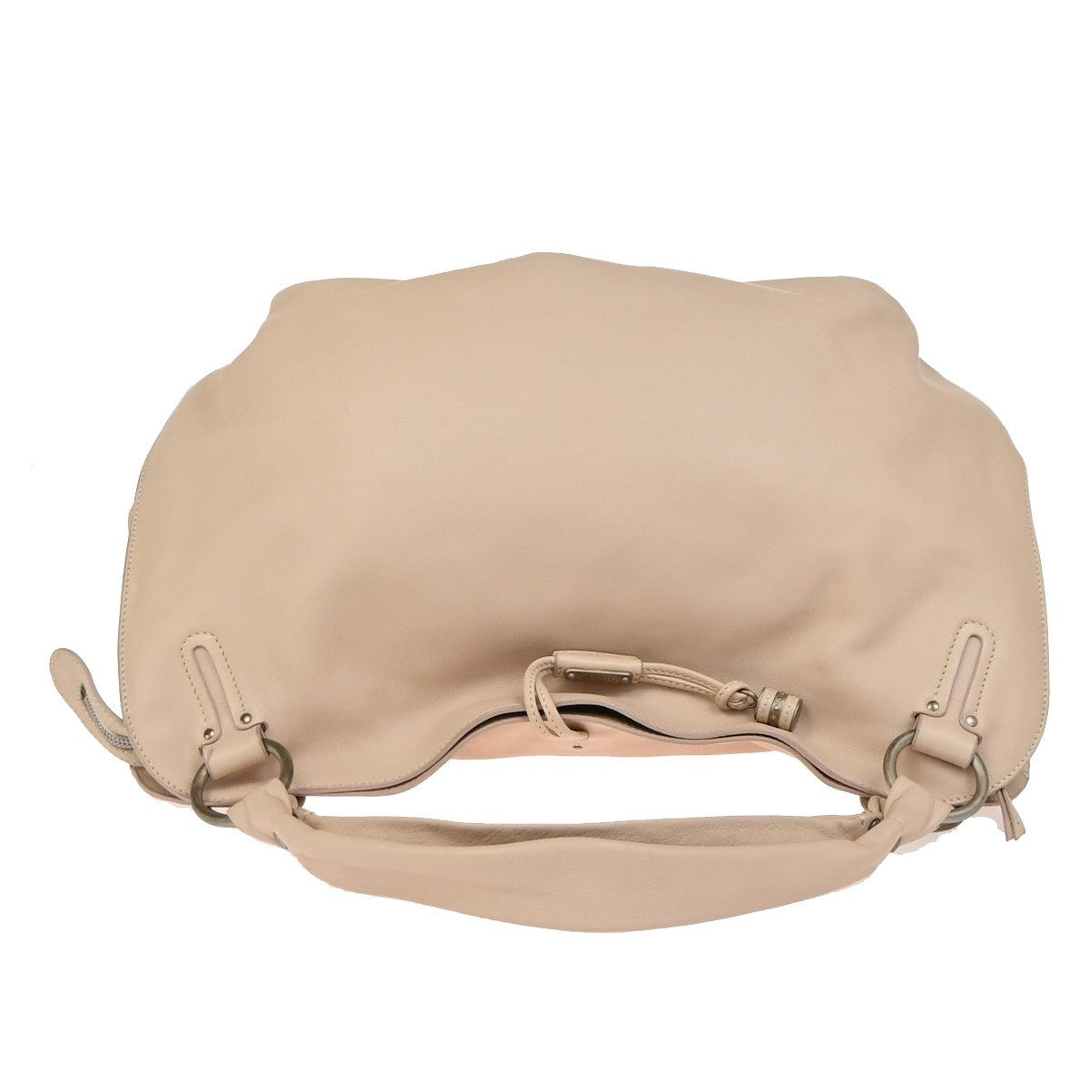 CELINE Logo Bittersweet Shoulder Hand Bag Leather Beige SHW Italy 76YH959