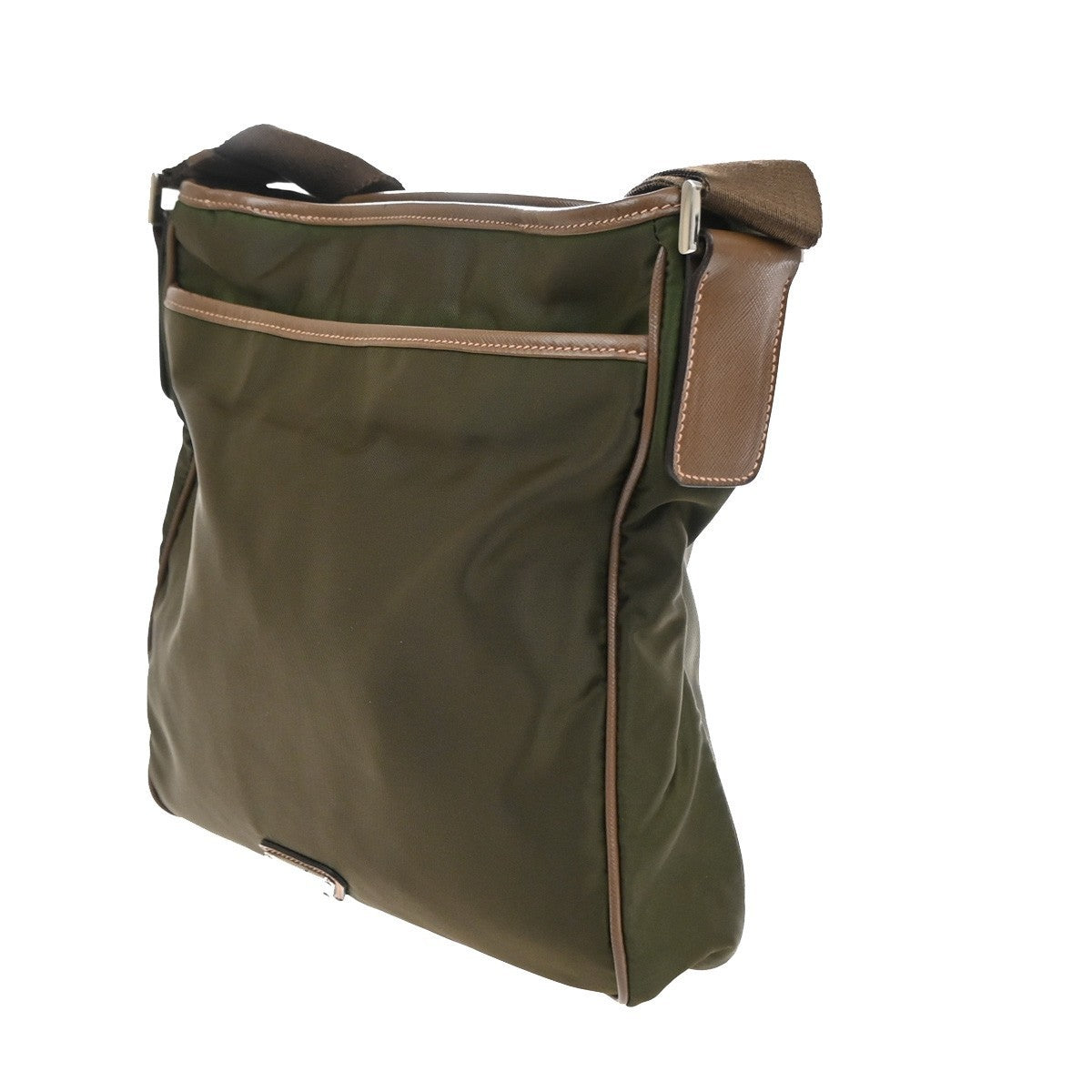 PRADA MILANO Tessuto Messenger Shoulder Bag Nylon Leather Italy Khaki 61EG402