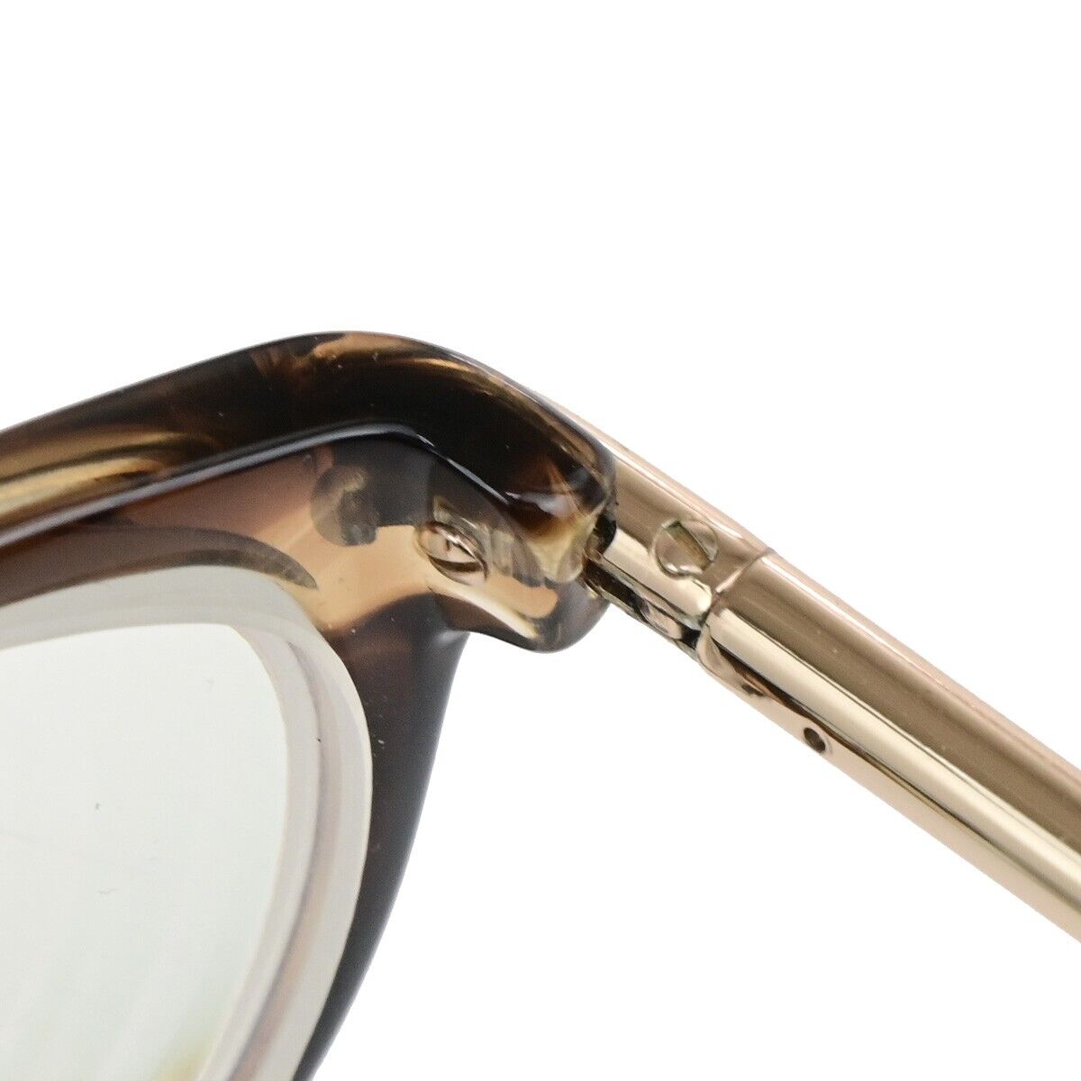 TOM FORD Logo Glasses Frame Eye Wear Plastic Brown Gold Plated Accessory 02KA513