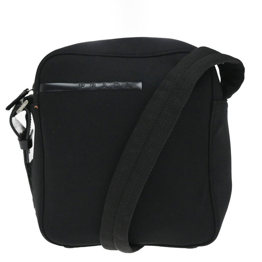 PRADA Milano Logo Crossbody Mini Shoulder Bag Canvas Leather Black SHW 38KB083