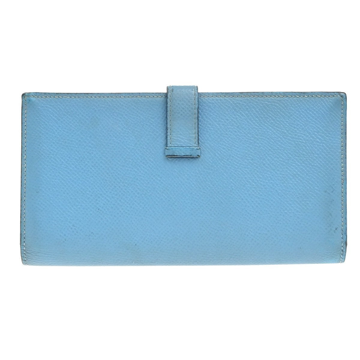HERMES Bearn Bicolor Long Bifold Wallet Epson Leather Blue Red GHW 32KC756