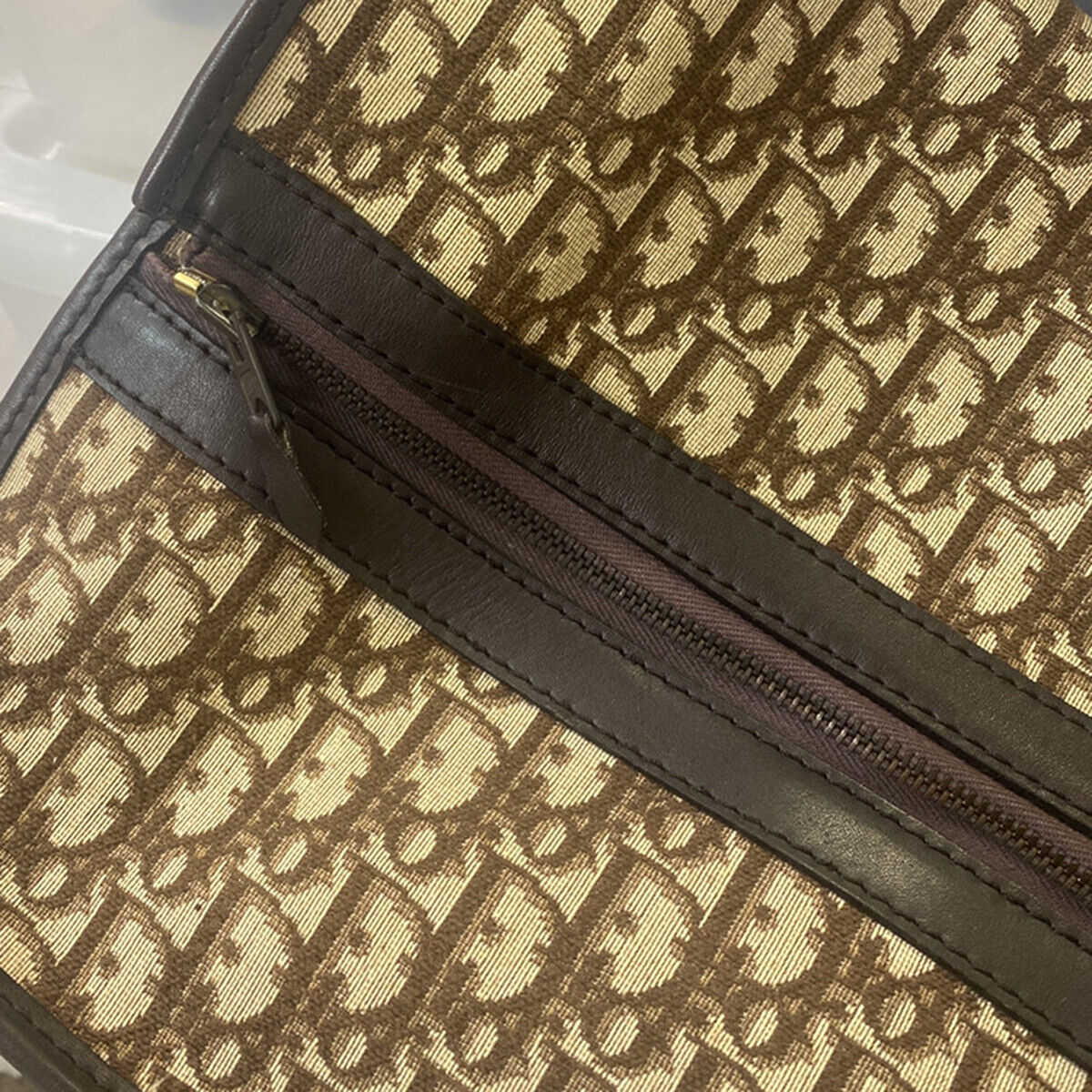 CHRISTIAN DIOR Trotter Pattern Shoulder Bag Canvas Leather Brown France 70YE331