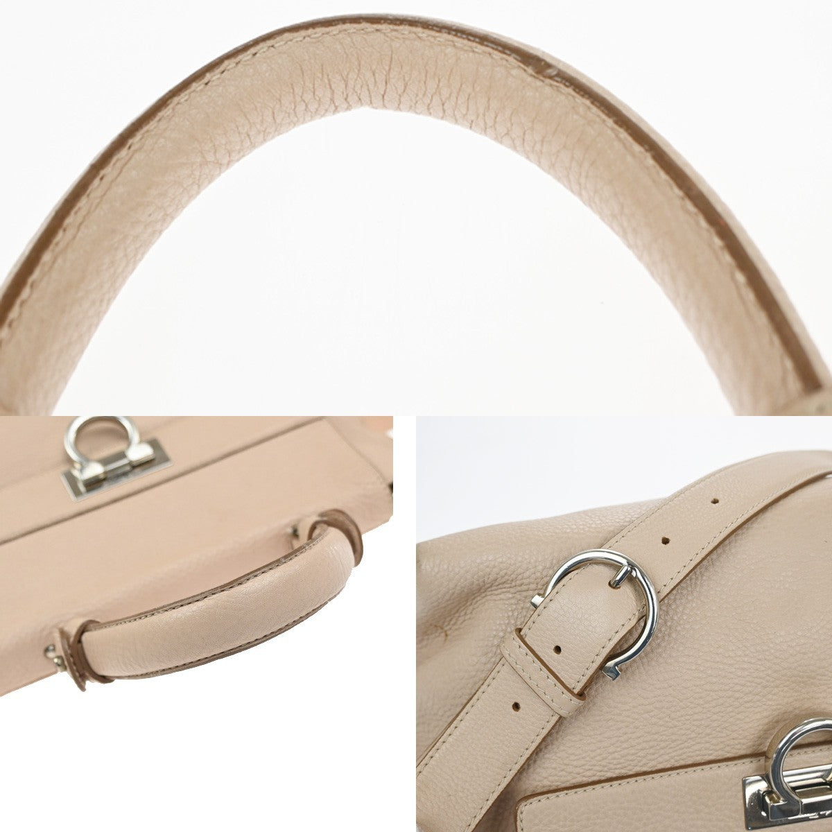 SALVATORE FERRAGAMO Logo Sofia Gancini 2Way Shoulder Hand Bag Leather BE 30YH886