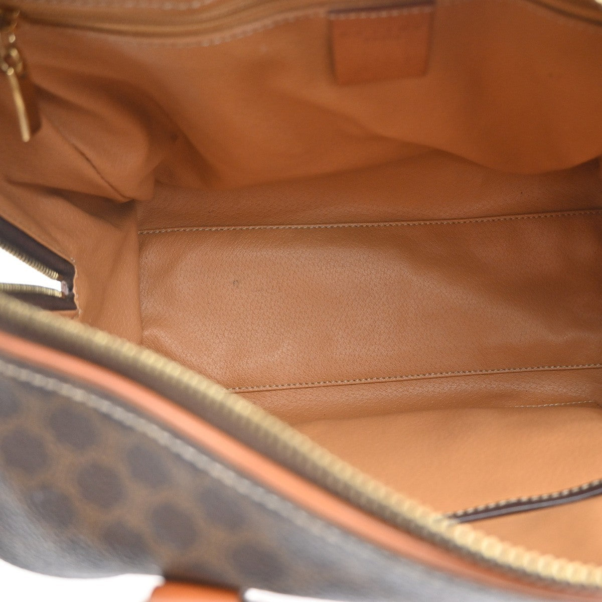 CELINE Logo Macadam Pattern Hand Bag PVC Leather Brown GHW Italy 69KC201