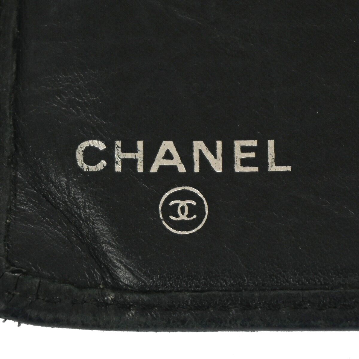 CHANEL CC Logo Cambon Long Bifold Wallet Leather Black Silver France 60HB515